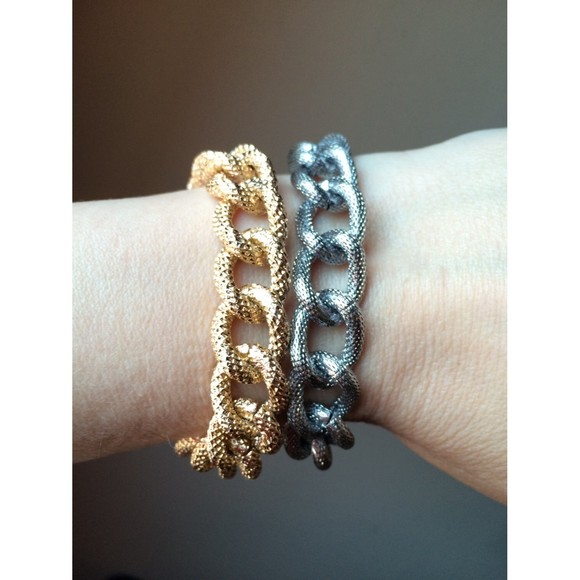 Gold/Silver Chunky Link Chain Bracelet - Picture 2 of 4